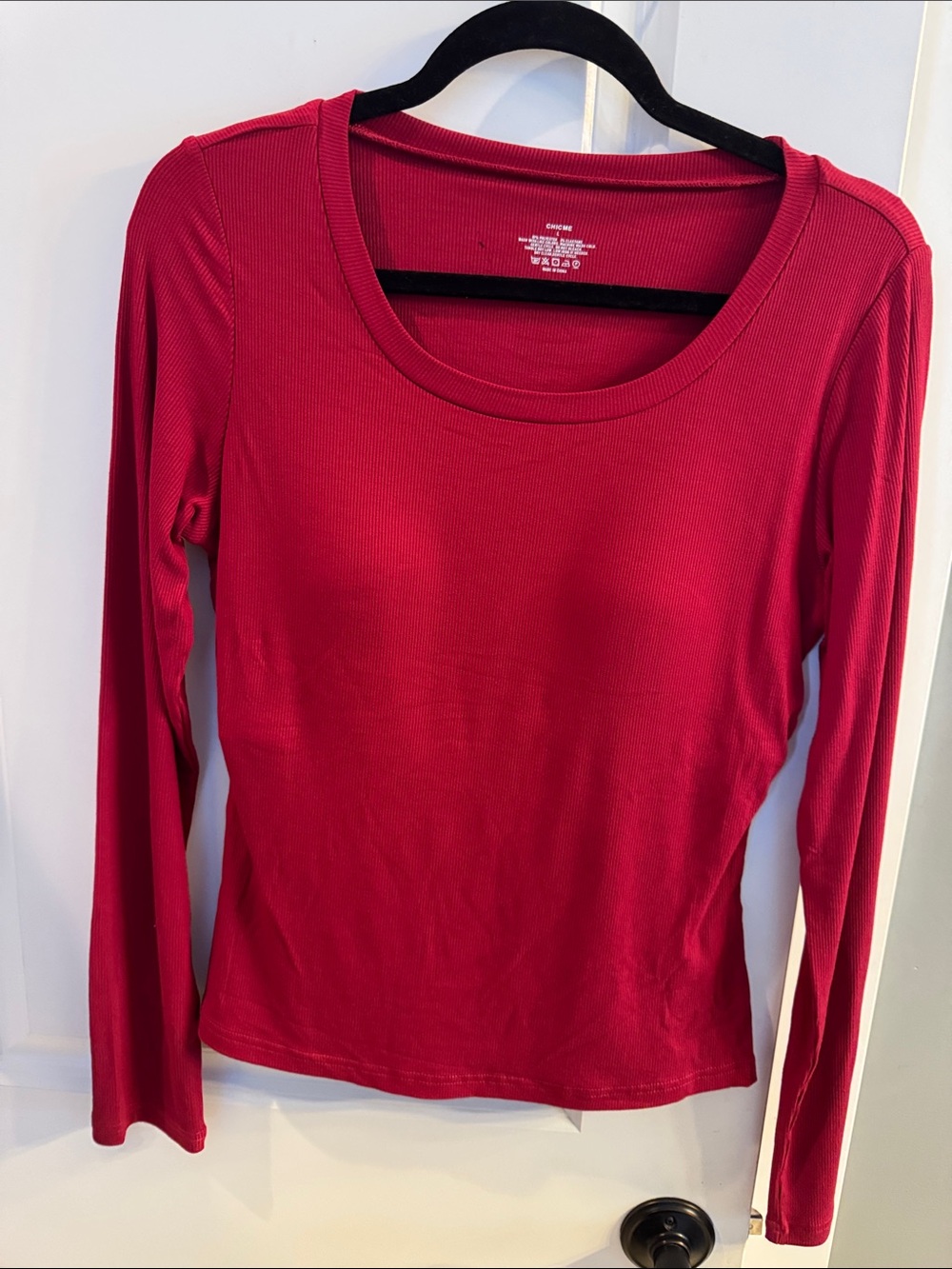 Women's Scoop Neck Long-Sleeve Tee by Cuddl Duds - Crimson Red